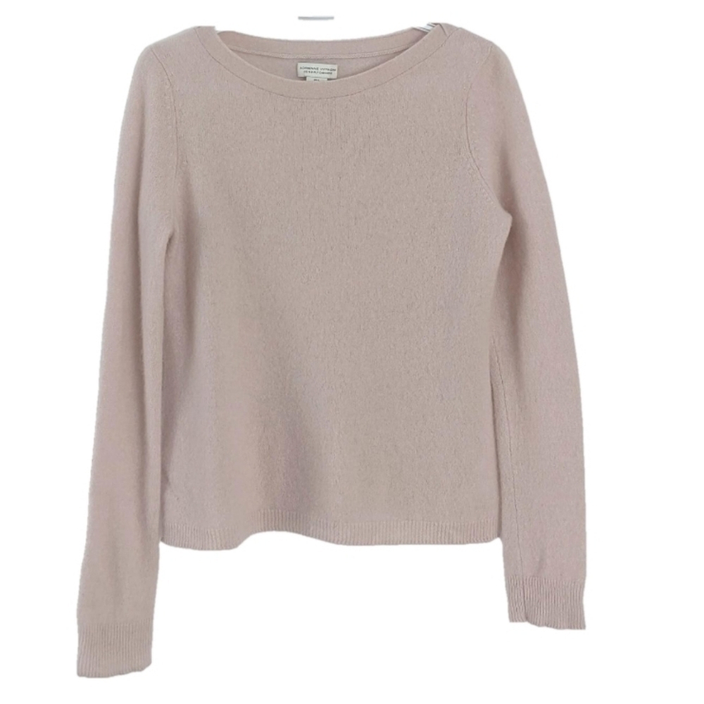 Adrienne Vittadini 100% 2 ply cashmere crew neck sweater pastel baby pink large
